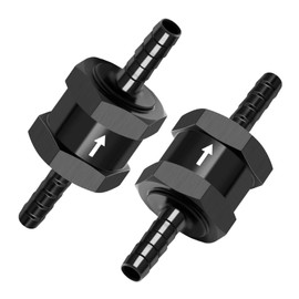TRUCKMETER 2Pcs 1/4" Fuel Check Valve One Way Inline Non Return, Black Straight Hard Aluminum Anodized Connector, Automotive Accessories Suitable for Vehicle Fuel Oil Line Modification(6mm OD)