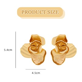 TTPSRY Earrings for Women Golden Flowers Large Exaggerated Irregular Three-Dimensional Statement Flower Earrings Hypoallergenic Fashion Jewellery Boho Earrings, Metallic