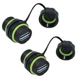ELifeApply Waterproof Panel USB Connector, Waterproof IP68 USB 3.0 Panel Mount Connector, Female to Female, Bulkhead Extension Adapter, YPM20 2 PCS Pack