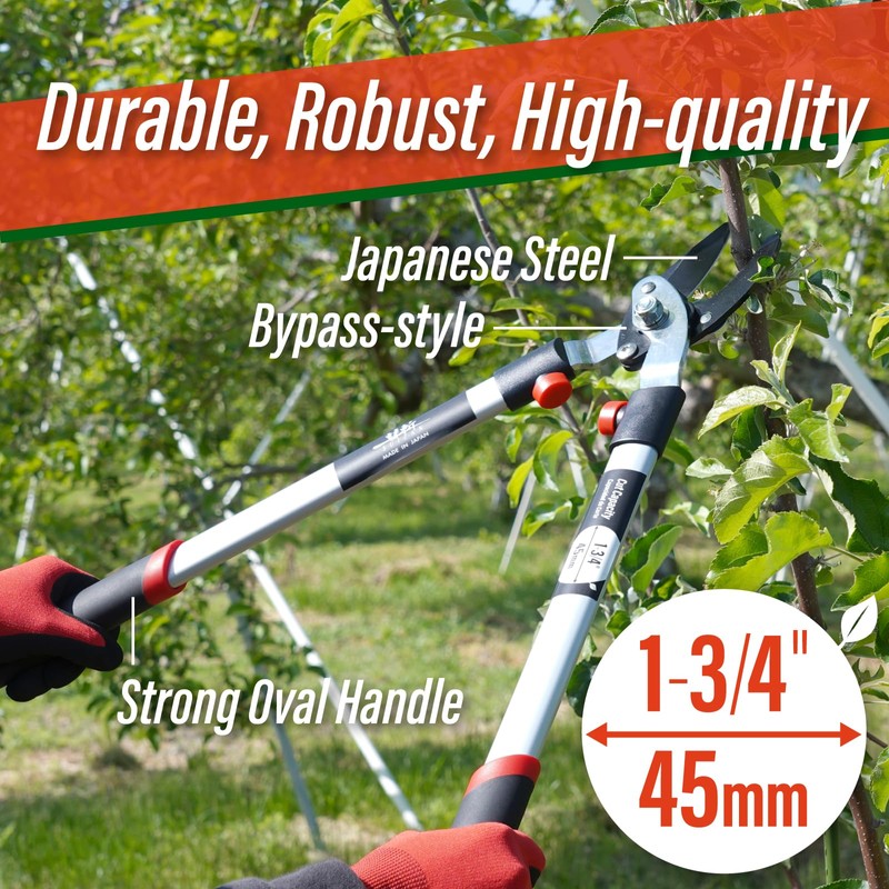SUIZAN Bypass Hand Loppers 25" - Professional Japanese Branch Cutter