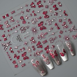 5D Embossed Nail Stickers for Nail Art - Self-Adhesive Floral Nail Decals, Summer Plant Nail Art Stickers for Manicure Decoration (056)