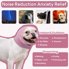 Nanaki Soft Dog Calming Hoodie Anxiety Relief Dog Ear Muffs Noise Protection Doggy Ear Wrap Hematoma Fireworks Doggy Head Cover for Bath Blow Drying Pet Head Cover Noise Cancelling Sleep Help Headband
