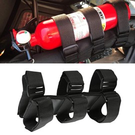 1 Pcs Black Fire Extinguisher Holder, Adjustable Fire Extinguisher Fixed Belt ,Universal for Cars, Suvs, Trucks, Compatible with Jeep Wrangler JK JKU TJ CJ Gladiator