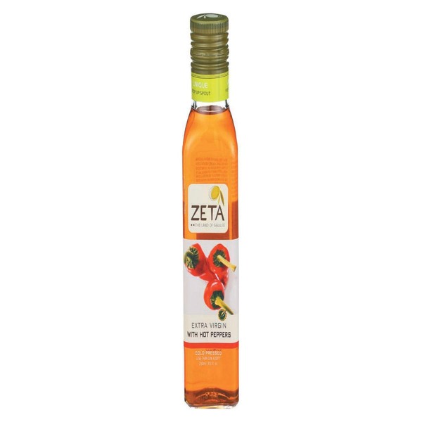 Zeta The Land Of Galilee, Oil Olive Extra Virgin With Hot Peppers, 8.45 Fl Oz