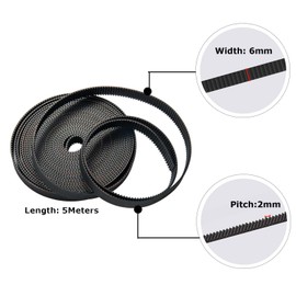 NIYATA GT2 Timing Belt 6 mm for 3D Printer, 5M GT2 Belt 6 mm Connector, with 4 Fixed Clamps, Smooth Transmission, Wear-Resistant, for Ender 3/V2/Pro, Ender 5 Series, CR-10 Series 3D Printer