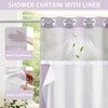 YellyHommy No Hook Shower Curtain with Snap in Liner Set