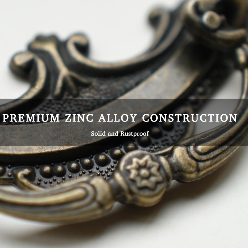 8 Pack Antique Bronze Baroque Style Drop Bail Drawer Pulls,