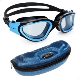AqtivAqua Swimming Goggles Swimming Adult and Kids Swimming Goggles Kids 6-14 Men Women Swim Goggles Childrens Kids Boys Girls DX-H (Blue frame, Blue case, Photochromic lens)
