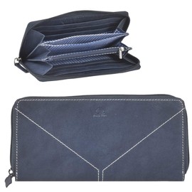 Greenburry Tumble Nappa Leather Wallet 20 cm, navy blue, Elegant