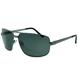 In Style Eyes Just Chillin' Aviator Bifocal Sunglasses - Metal Frame Bifocal Polarized Sunglasses - Polarized Aspheric Lens - Pewter - 3.0x