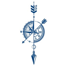 2 Sheets Temporary Arrow Tattoo Compass Tattoo Semi-Permanent Tattoo Long-Lasting Tattoo GZ149x2