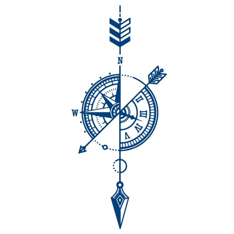 2 Sheets Temporary Arrow Tattoo Compass Tattoo Semi-Permanent Tattoo Long-Lasting