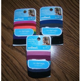 scünci 3 Packs Scunci No Damage Ponytail Holders/Hair Elastic Bands 18 Pcs ea 54 Total