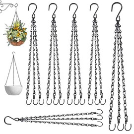 SAIJIAN Hanging Basket Chain 46 cm Hanging Basket Metal Chains for Hanging with S-Hooks Double Hook Chain Hanging Basket Black Hanging Chains Flower Pot Chain Pack of 6