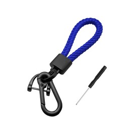 Car Key Acorn Weave Paracode Key Chain Ring, Thick Leather Braid Rope Car Keychain Ring for Men and Women, Suit for All Cars (Blue)