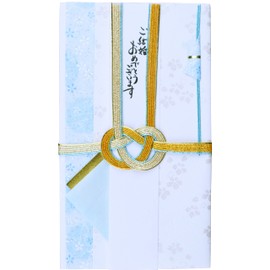 Iyo Yui Center V094-06 Gold Seal Wedding Celebration Bag, Easy Blue, 7.3 x 3.9 inches (18.5 x 10 cm)