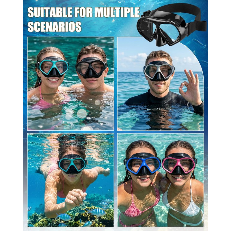 Aegend Swim Goggles with Nose Cover for Adults, Tempered Glass