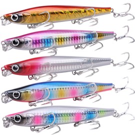 Contyu Sinking Pencil Set, 4.9 inches (125 mm), 1.6 oz (45 g), Lip Included, Sea Bass, Flounder, Shin Pen (4.9 inches (125 mm/45 g), Color A' (Set of 5)