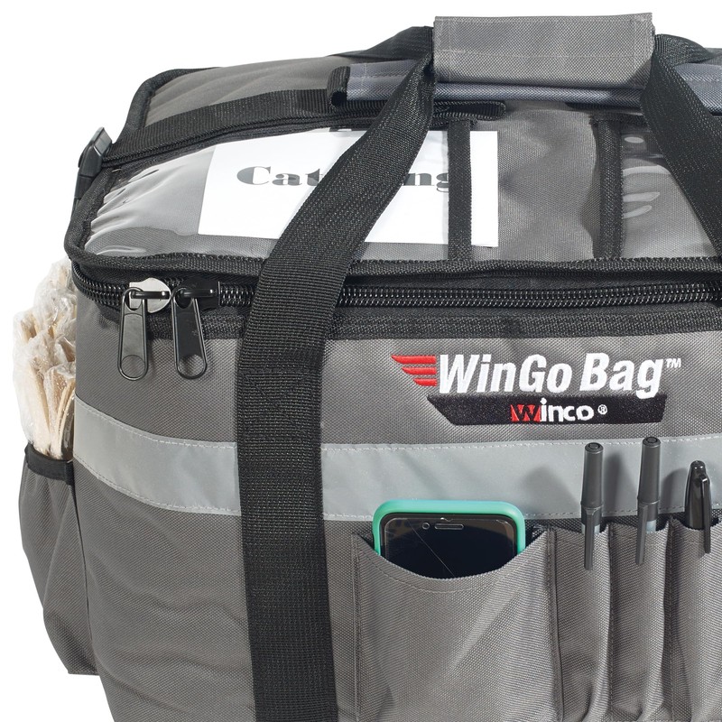 Winco Insulated Food Delivery/Catering Bag, Large, Gray