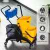 HOMCOM 13.7 Gallon Mop Water Bucket Wringer Cart with Easy