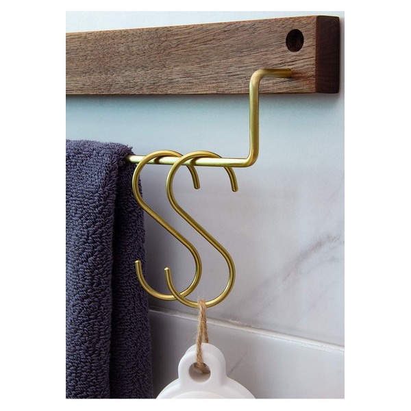 6 Pieces, Brass S Shaped Hooks, Gold Coat Clothes Towel