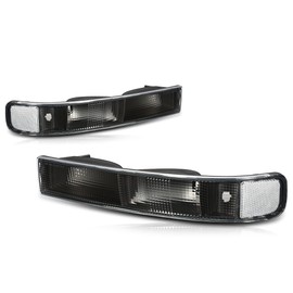 Bumper Parking Turn Signal Lights Compatible with 03-24 Chevy Express/GMC Savana,Black Housing/Clear Corner