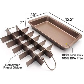 Ailelan Brownie Pan with Dividers, Brownie Pan, Non Stick Brownie Pan with Removable Cutter, Brownie Tray,18 Pre-slice Brownie Baking Tray, 2pk