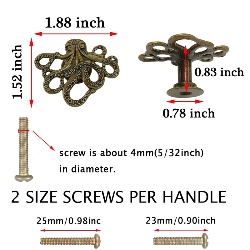 LLDYNW 4 pcs Octopus Drawer Knobs Creative Shape Drawer Knobs