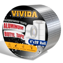 VIVIDA Aluminum Butyl Tape 4" × 20', Waterproof Aluminum Foil Butyl Sealing Tape for Outdoor Use, Corrosion Resistant, Repair for Metal Roof, RV, Windows, 1 Roll