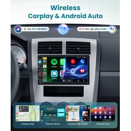 Double Din Car Stereo with Wireless CarPlay/Android Auto, 7 Inch IPS Touch Screen Radio, Bluetooth 5.2, FM Radio,Double Din Head Unit with Online Video EQ USB/Type-C/TF Card/Aux Ports Backup Camera