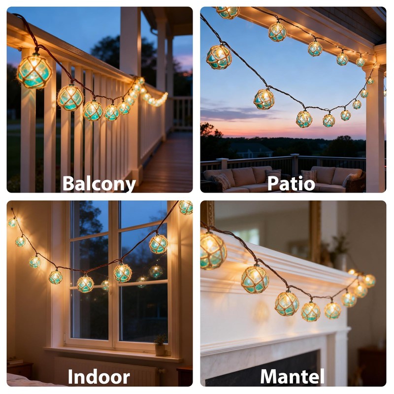 Decorative String Lights Plug in with 10 Incandescent Bulbs, Nautical