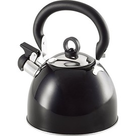 Buckingham Black Colour Coated Stainless Steel Retro Whistling Kettle 2.5 Litre with Heat Resistant phenolic Handle, 2.5 L