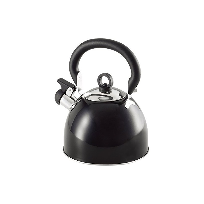 Buckingham Black Colour Coated Stainless Steel Retro Whistling Kettle 2.5