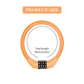 Bicycle Lock Cable Lock Combination Lock Bicycle Lock Cable Bicycle Lock with Combination Code, 4 Digit Secure Anti-Theft Cable Lock, Mountain Bike, Motorcycle, Scooter, Universal, Orange