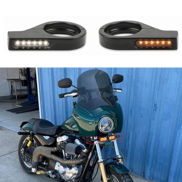 GOODFITMENT MMotorcycle 39-41mm Fork Clamp Front LED Turn Signals Blinker