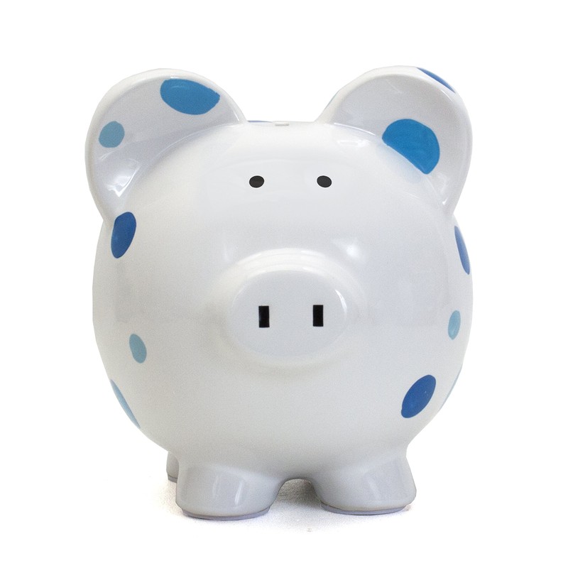 Child to Cherish Ceramic Polka Dot Piggy Bank for Boys,