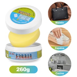 SINYI 2pcs Crema de limpieza para zapatos，Crema de Limpieza Multifuncional Para el Cuidado Del Cuero，Pasta Limpiadora Quitamanchas de Muebles y Zapatos con Esponja Borradora