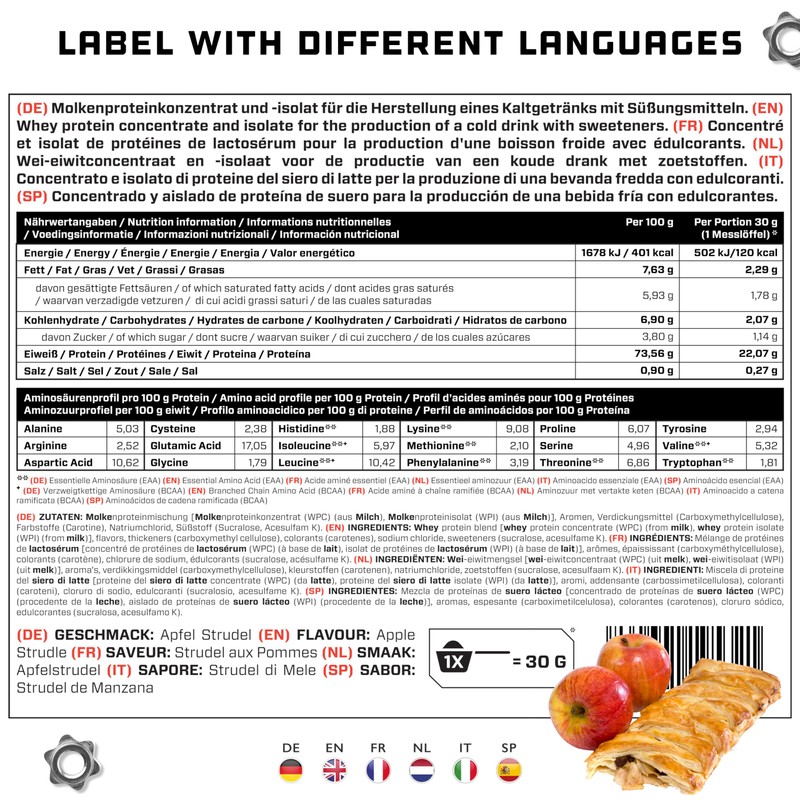 Whey Protein Complex - 1000 g (Apple Strudel) - With