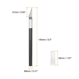 HARFINGTON 10 Pcs Exacto Knife Craft Knife 5.5" Length Replaceable SK2 Blade Precision Cutting Art Knife with Protective Cover for Art Modeling Pumpkin Carving, Black