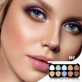 evpct 10 Colors Corrector Camo Concealer Cream Contour Makeup Palette for Women Mature Skin, Color Correcting Conceal trouble spot dark circles Correct Camouflage imperfections redness, with Brush L01