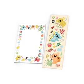 6 Bookmarks + 6 Mini Notepads + 6 Gift Bags (Natural) + 6 Stickers Koala Party Bags Guest Gift for Children's Birthday Girls Boys