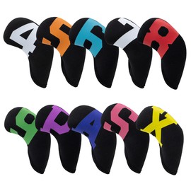 Golf Iron Covers Set for Irons Neoprene Colorful Counted Iron Head Covers (Black (10pcs))