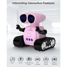 Robot Toys for Boys Girls, Rechargeable Remote Control Emo Robot Toys with Walkie Talkies Function, Music & 16 LED Eyes Patterns, Kids Toys for 3-8 Year Old Boys Girls, 3 4 5 6 Year Old Girl Gifts