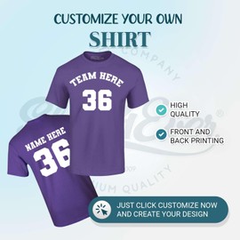 Custom Sports Team Jersey Your Name and Number T-Shirt Large Purple