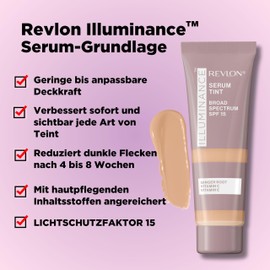 Revlon Illuminance Tinted Serum Triple Hyaluronic Acid Foundation Serum Unifies Skin Tone, Brightens & Moisturizes All Day SPF 15, 409 Brulee, 1 Ounce