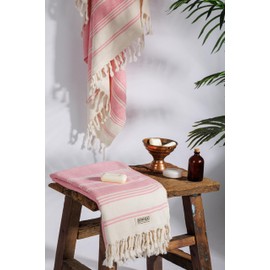 DEMMEX Oeko-TEX Certified 100% Organic Cotton & Organic Dye Prewashed XL Diamond Weave Turkish Towel Peshtemal Blanket for Bath,Beach,Pool,SPA,Gym,71x39 Inches (Fuschia)