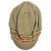 RW 100% Cotton Rasta Dreadlock Wave Beanie Visor (Khaki/Rasta), One