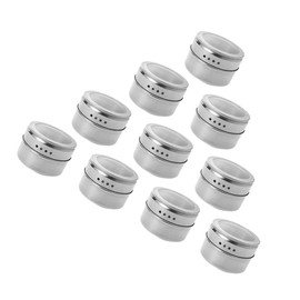 KICHOUSE 10 Pcs Stainless Steel Magnetic Spice Jars Lightweight Storage Containers with Transparent Lids Rotating Sift Pour Design for Easy Seasoning Access for Kitchen Organization