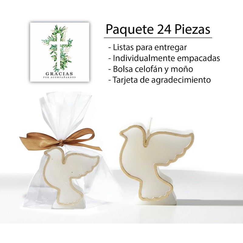 Caravela México 24 Velas Paloma Aromáticas Vainilla Francesa Espiritu Santo