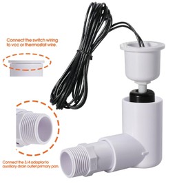 SS2 Float Switch L-Shape with 3/4 Inch Adaptor and 6Ft Wire Water Float Switch for HVAC Drain Pan Condensate Outlet (10Pcs)
